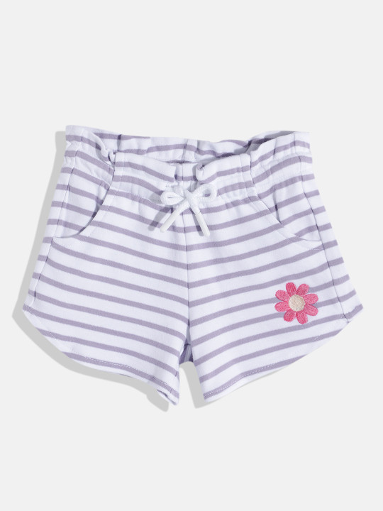 United Colors of Benetton Girls Pure Cotton Striped Shorts