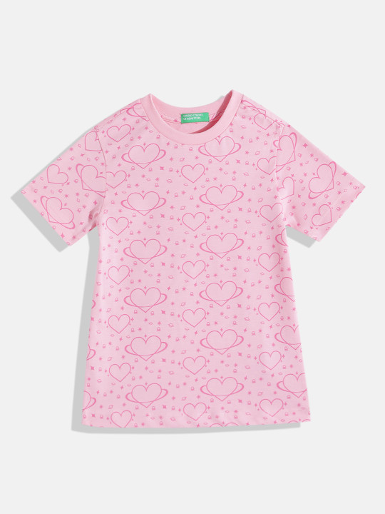 United Colors of Benetton Girls Conversational Print A-Line Dress
