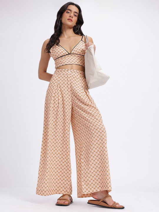 glitchez Smocked Floral Print Co-Ord Set