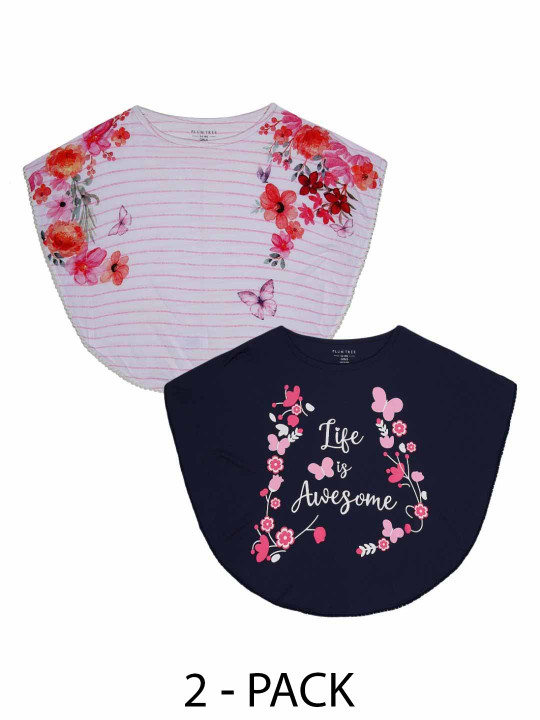 PLUM TREE Girls Pack Of 2 Floral Printed Top
