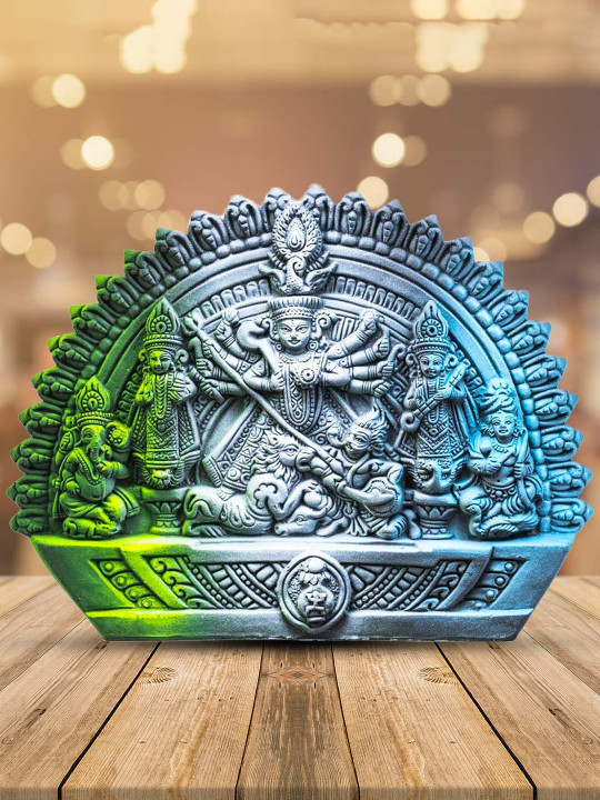 Rare Planet Green Maa Durga Religious Idol Showpieces