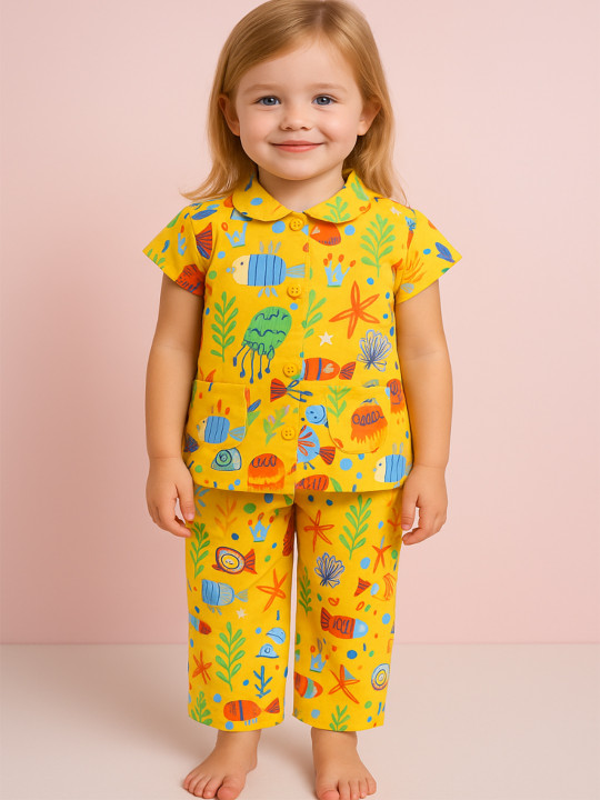 NAUTI KIDZ Pure Woven Cotton Night Suit Set