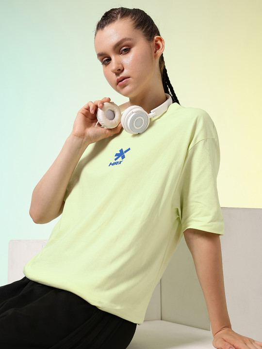 HRX by Hrithik Roshan Lifestyle Brand Logo Printed Oversized Pure Cotton T-shirt