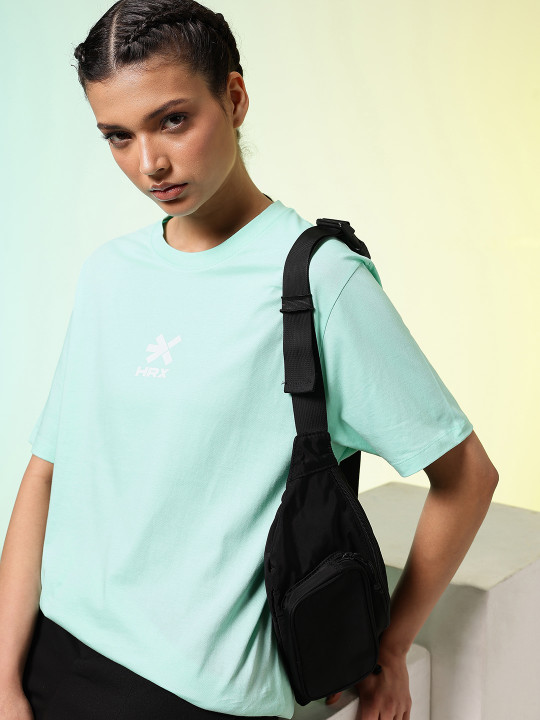 HRX by Hrithik Roshan Lifestyle Brand Logo Printed Oversized Pure Cotton T-shirt