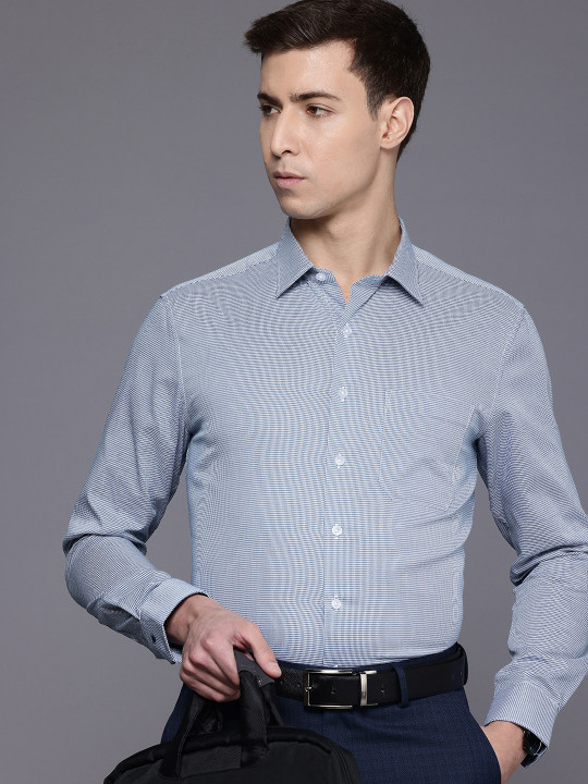 Louis Philippe Men Slim Fit Easy to Iron Premium Cotton Full Sleeve Formal Shirt
