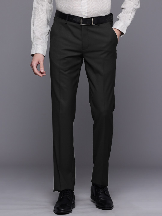 Louis Philippe Men Slim Fit Everyday Smart Wear Comfort Stretch Textured Formal Trouser