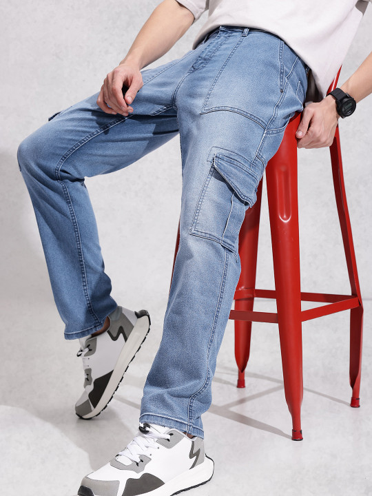 WROGN Men Relaxed Carrot Fit Heavy Fade Stretchable Jeans
