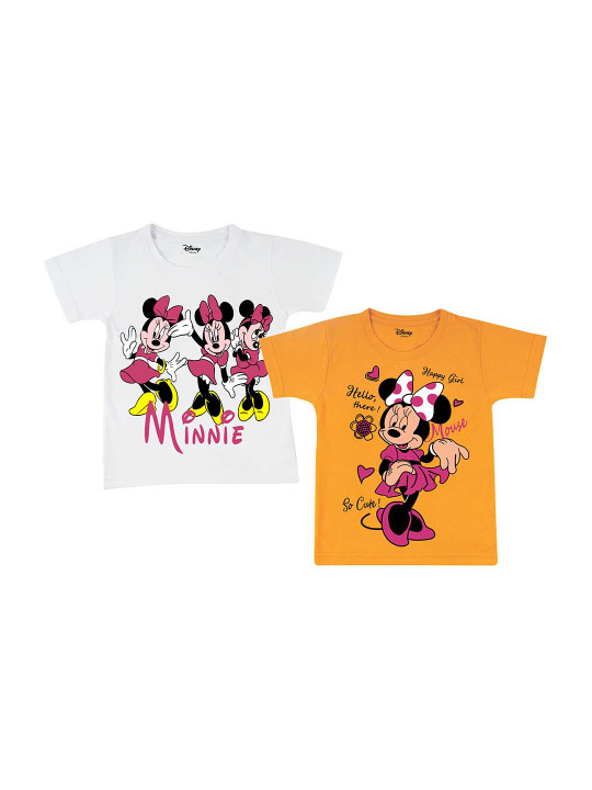 Disney By Miss and Chief Girls 2 Minnie Mouse Printed Extended Sleeves Bio Finish T-shirt