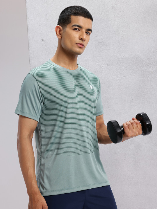 HRX by Hrithik Roshan Striped Rapid-Dry Training T-shirt