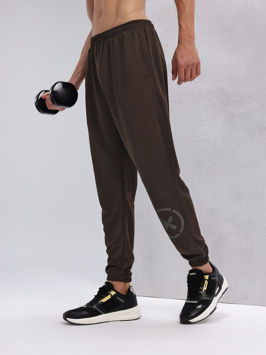 HRX by Hrithik Roshan Men Brand Logo Printed Mid-Rise Rapid-Dry Training Joggers