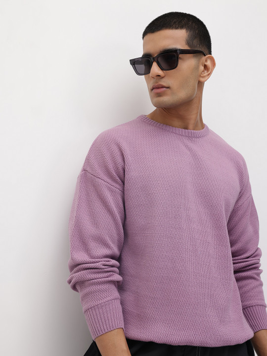 Roadster The Life Co. Men Drop-Shoulder Ribbed Pullover
