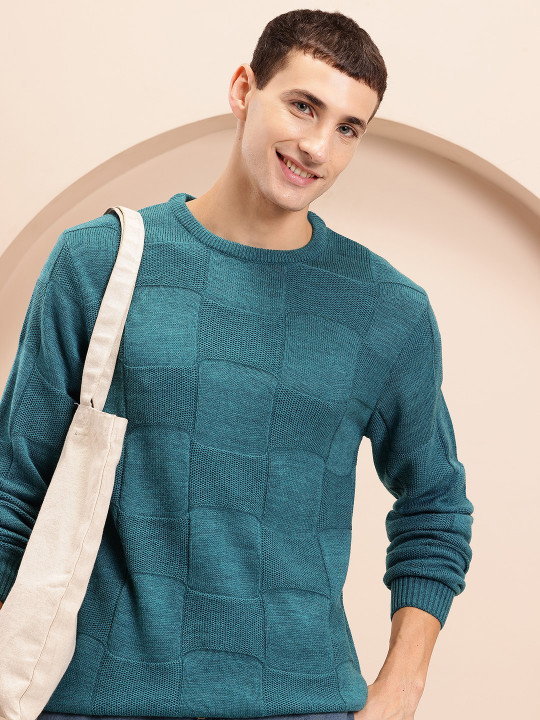 Mast & Harbour Self Design Knitted Pure Acrylic Pullover