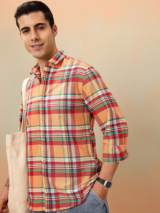Mast & Harbour Pure Cotton Checked Casual Shirt