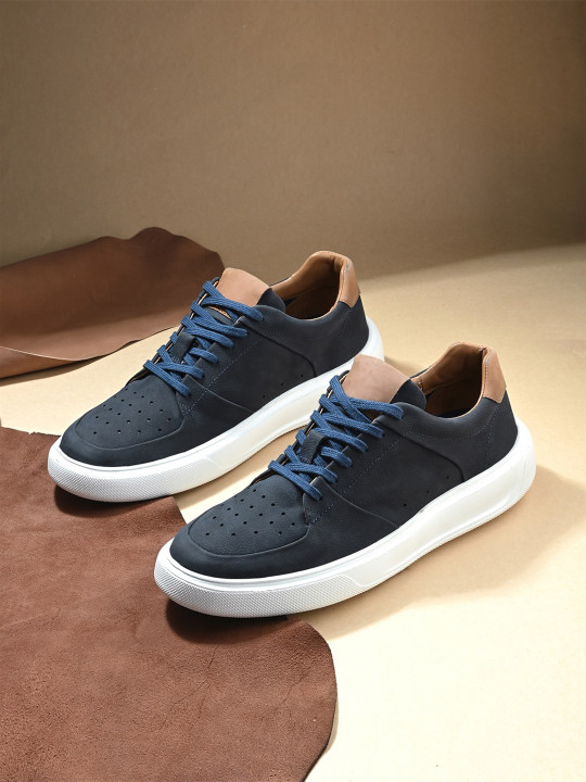 Overdrive Men Textured Lace-Ups Lightweight Leather Sneakers