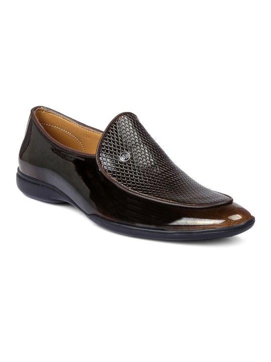 Men Brown Textured Slip-On Shoes 6
