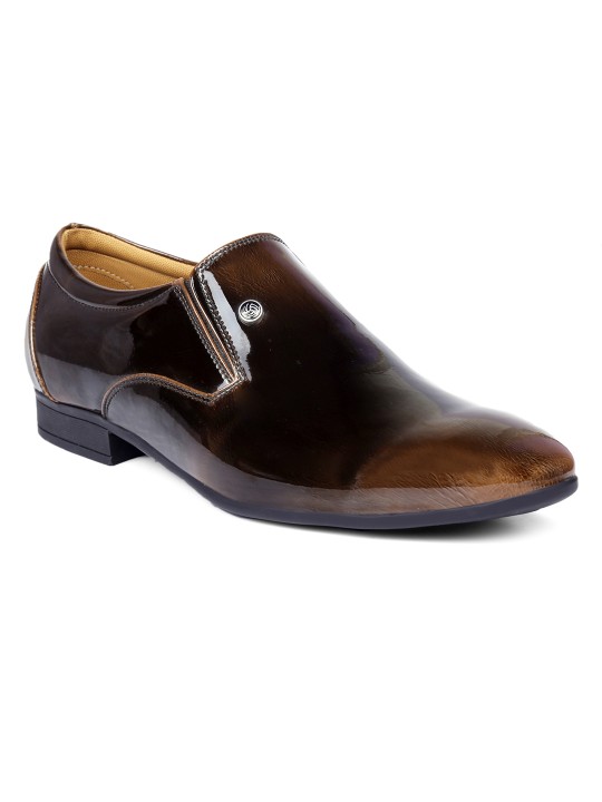 Men Brown Leather Slip-On Shoes 10