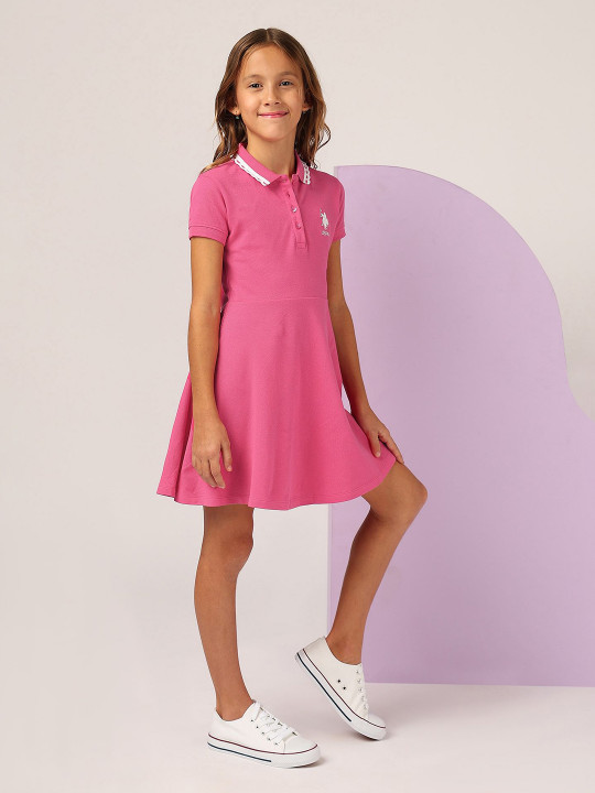 U.S. Polo Assn. Kids Girls Fit & Flare Mini Dress