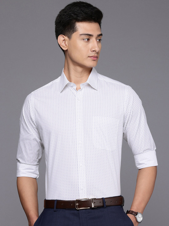 Raymond Slim Fit Micro Ditsy Printed Pure Cotton Formal Shirt