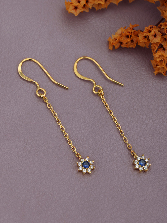 DressBerry 18kt Gold Plated Dangling CZ Star with Chain Drop Earring