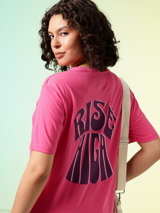 HRX by Hrithik Roshan Typography Printed Oversized Pure Cotton T-shirt