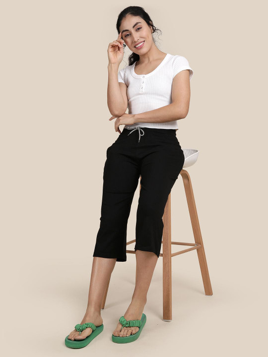 Kryptic Women Pure Cotton Relaxed Fit Lounge Capris