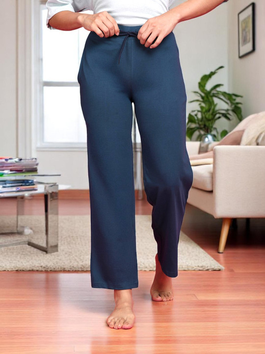 Kryptic Women Pure Cotton Straight-Leg Mid-Rise Lounge Pant