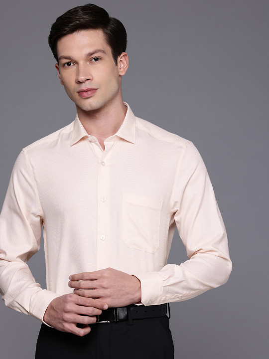 Louis Philippe Pure Cotton Classic Fit Textured Wrinkle Free Formal Shirt
