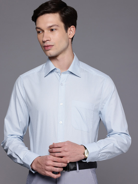 Louis Philippe Pure Cotton Classic Fit Self Checked Formal Shirt