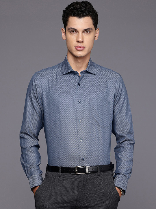 Louis Philippe Pure Cotton Classic Fit Textured Formal Shirt