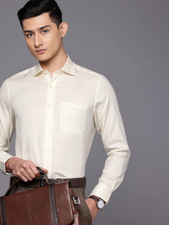 Louis Philippe Men Slim Fit Easy to Iron Premium Cotton Full Sleeve Formal Shirt