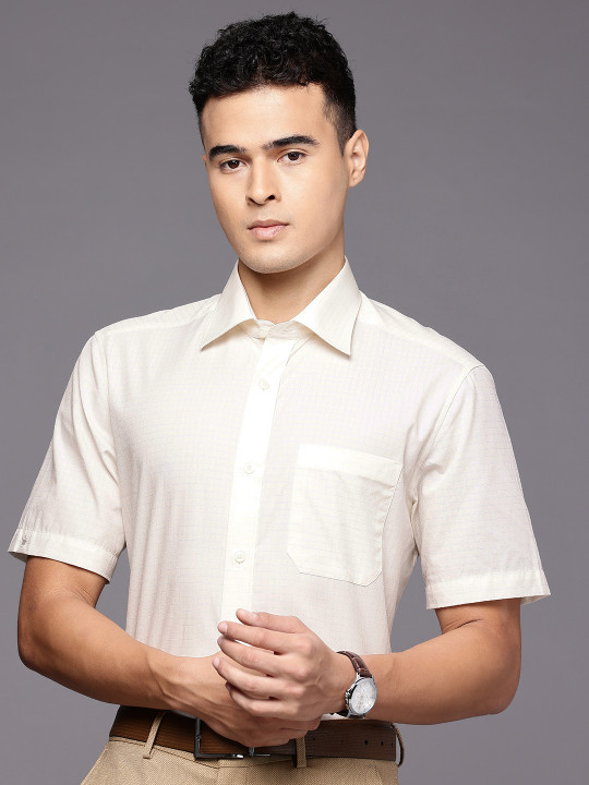 Louis Philippe Classic Self Checked Pure Cotton Formal Shirt