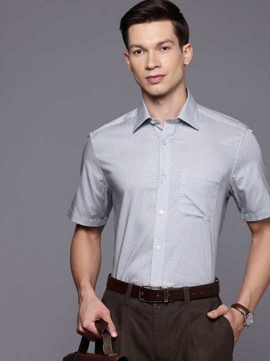Louis Philippe Classic Fit Micro Ditsy Printed Pure Cotton Formal Shirt