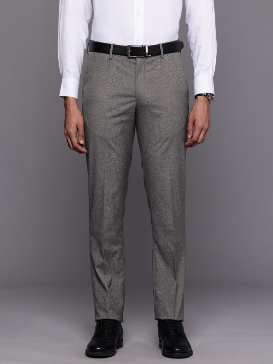 Louis Philippe Men Slim Fit Elastica Comfort Stretch & Flexibility Checks Formal Trouser