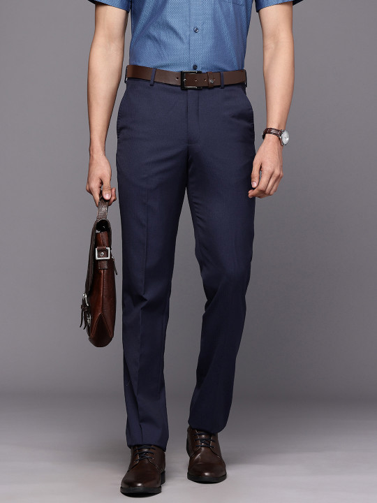 Louis Philippe Men Striped Slim Fit Formal Trousers