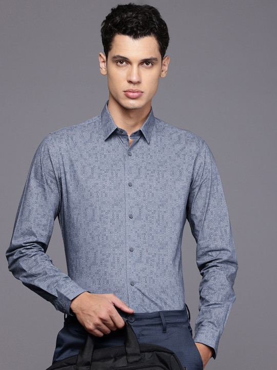 Louis Philippe Ath.Work Super Slim Fit Printed Semiformal Shirt
