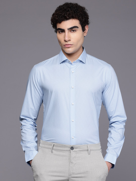 Louis Philippe Ath.Work Super Slim Fit Geometric Printed Formal Shirt