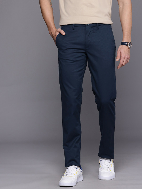 Louis Philippe Sport Men Textured Slim Fit Trousers