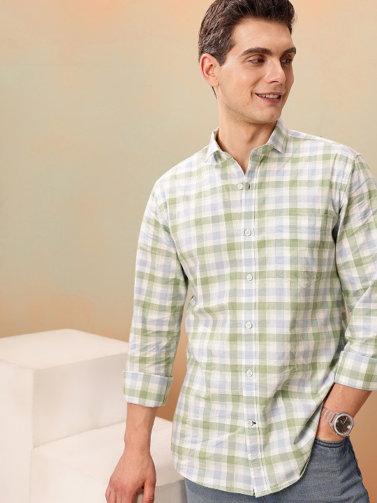 Mast & Harbour Pure Cotton Standard Checked Casual Shirt