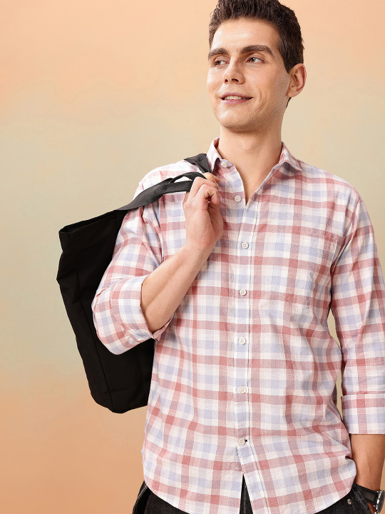 Mast & Harbour Pure Cotton Standard Checked Casual Shirt