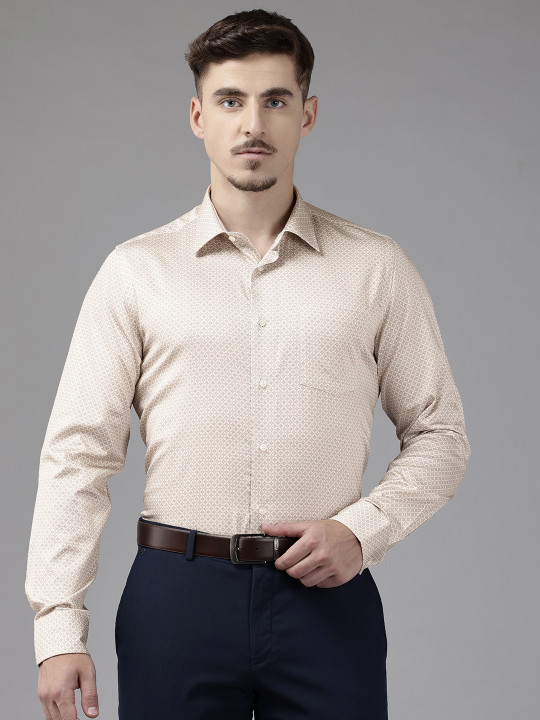 Blackberrys India Fit Micro or Ditsy Print Pure Cotton Slim Fit Formal Shirt