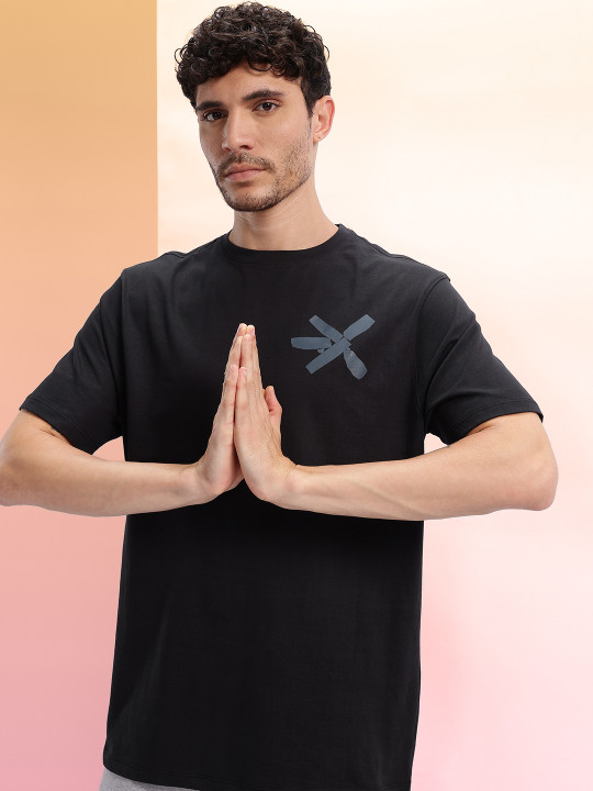HRX by Hrithik Roshan Brand Logo Printed Pure Cotton Yoga T-shirt