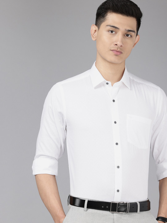 Arrow Pure Cotton Self Design Manhattan Slim Fit Textured Formal Shirt