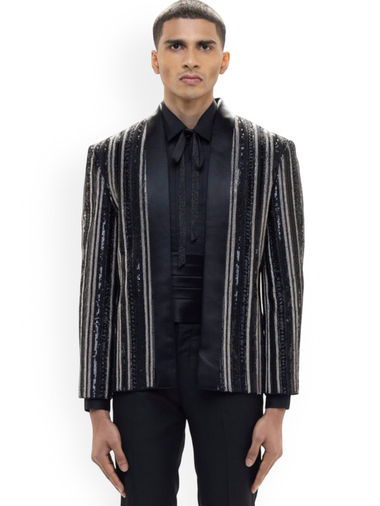 SDS By Kushal Shah Embellished Open Tuxedo Three-Piece Suit