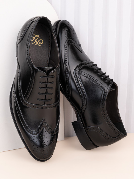 House of Pataudi Men Textured Formal Derbys