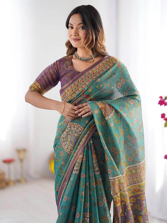 Satrani Women Ethnic Motifs Printed Banarasi Saree