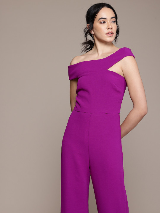 MANGO One-Shoulder Basic Jumpsuit
