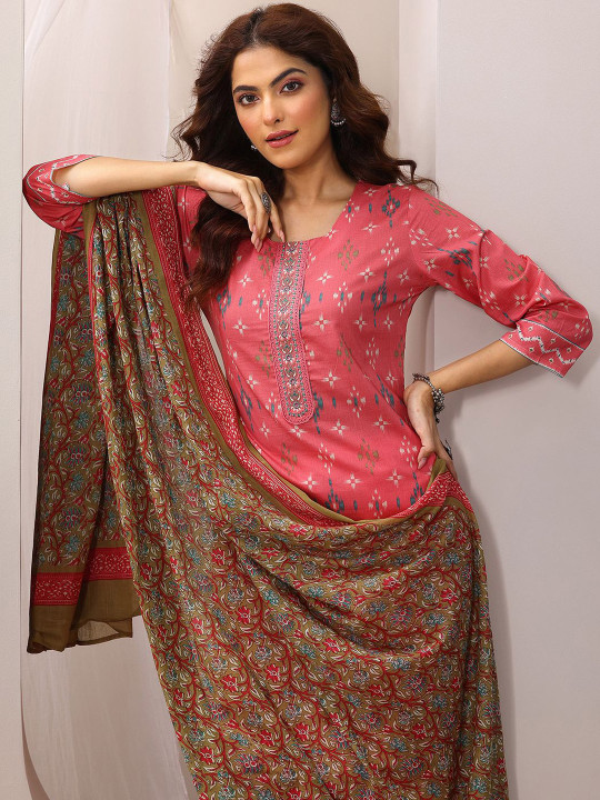 Libas Women Geometric Printed Kurta with Trousers & Dupatta