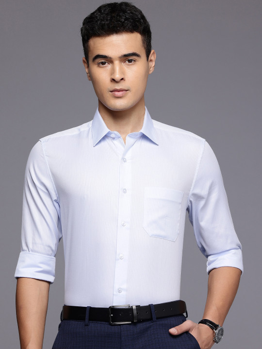 Louis Philippe Slim Fit Striped Pure Cotton Formal Shirt
