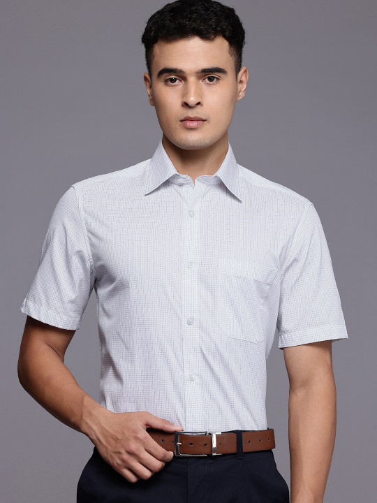Louis Philippe Classic Fit Micro Checked Pure Cotton Formal Shirt