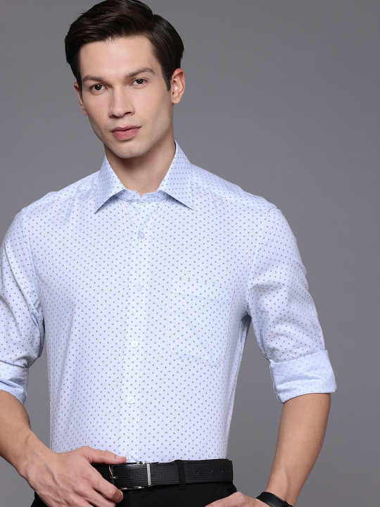 Louis Philippe Pure Cotton Classic Fit Geometric Printed Formal Shirt